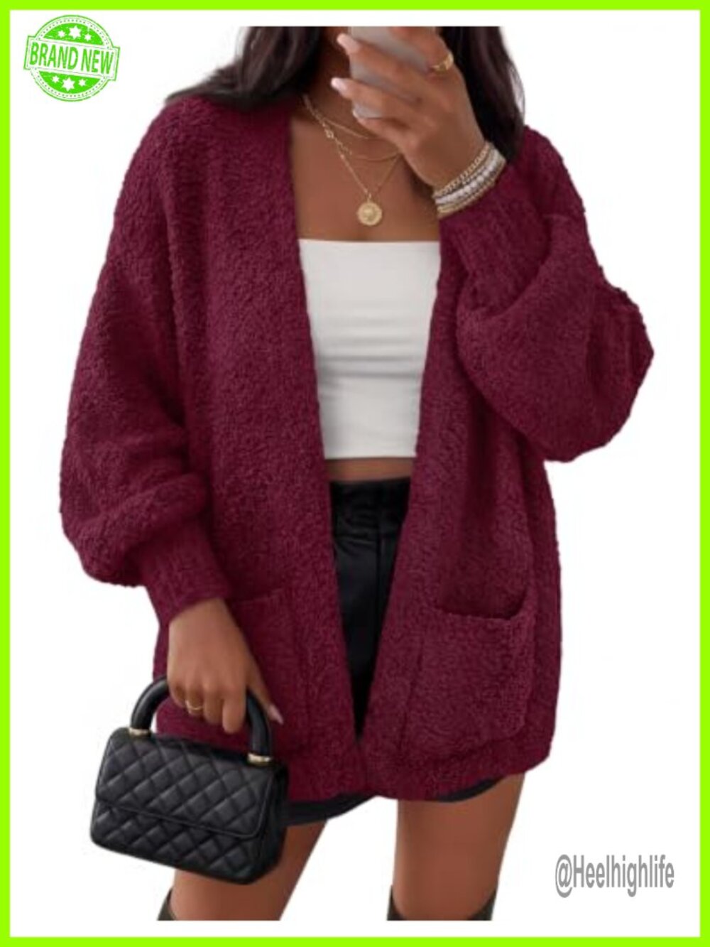 Fuzzy Popcorn Oversized Sherpa Chenille Cardigan Sweater